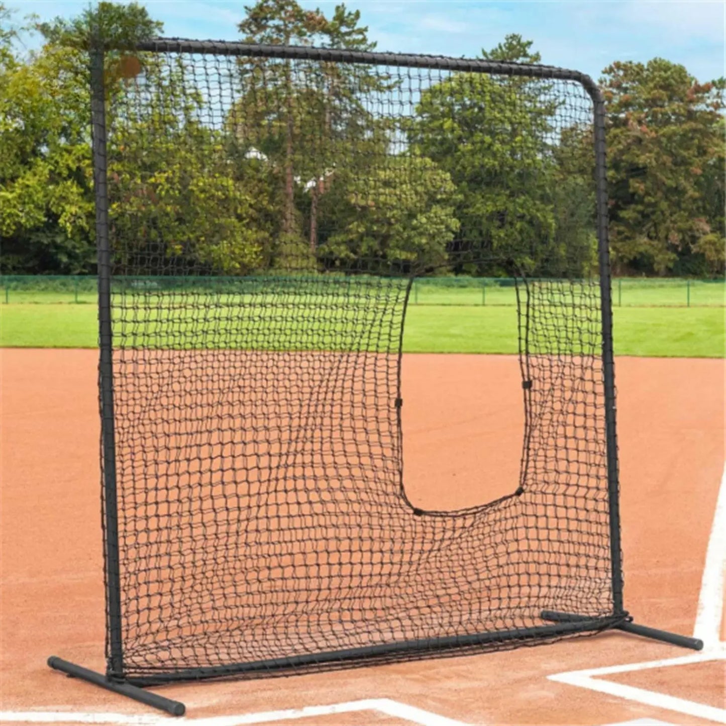 8x8ft Black Polyethylene Baseball Batting Net with Ball Pocket